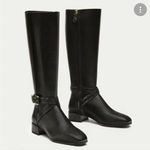 Massimo Dutti Black Leather Boots